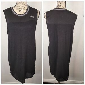 Stussy Midi Dress Womens Small Mesh Net Black Spellout Y2K 90's Streetwear